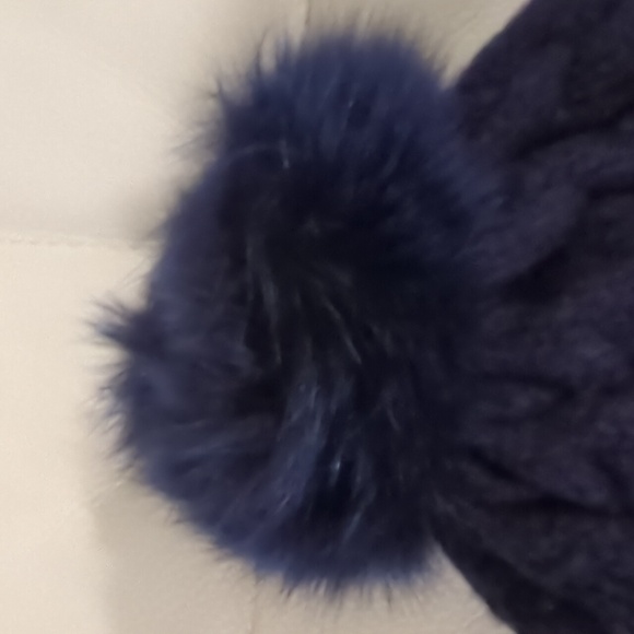 Fox Fur Navy Beanie - Picture 2 of 5